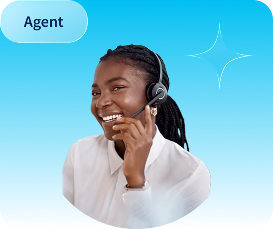 Photographical example of an agent in an AI-powered contact center